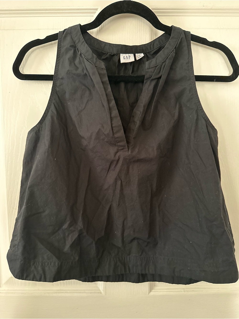 GAP Black V-Slit Sleeveless Cotton Tank